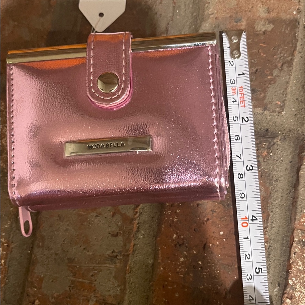 Pink Metallic Women's Trifold Wallet with Outside zip compartment EASTER - Picture 4 of 7